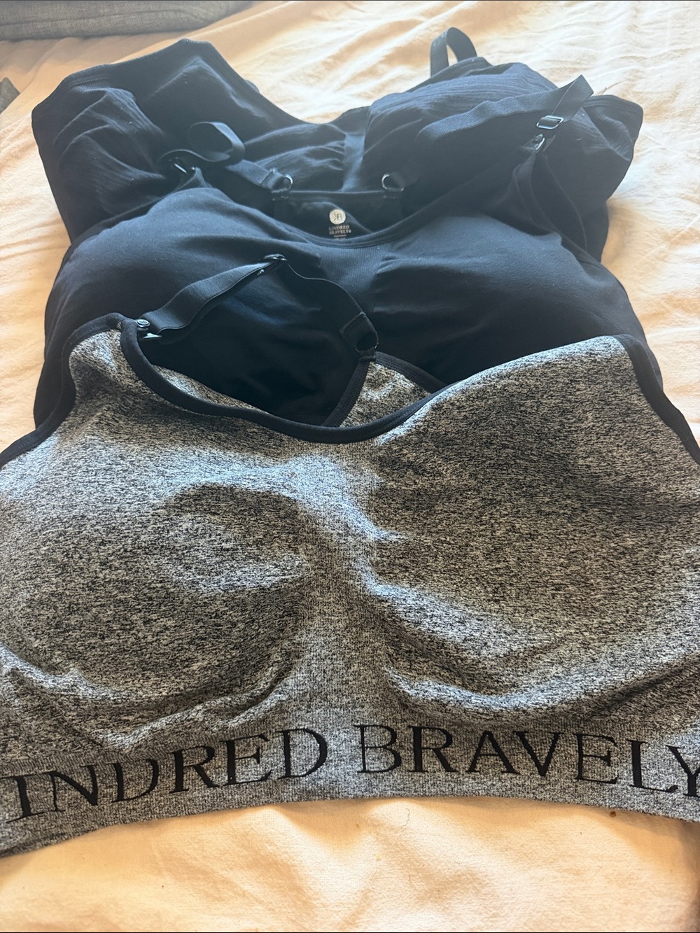 Kindred Bravely Black & Heather Grey Seamless Sports Bras